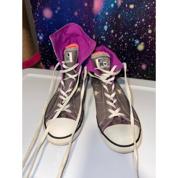 Converse One Star Y2K Grunge double tongue high top size womens 8 Gray purple - Picture 2 of 7